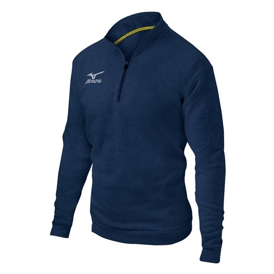 Mizuno 1/2 Zip Fleece Pulóver Férfi Sötétkék | TRND-16457