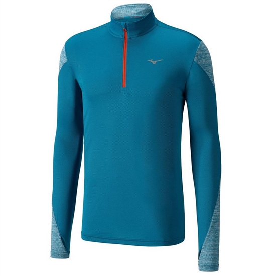 Mizuno ALPHA LONG SLEEVE HALF ZIP 2.0 Running Tops Férfi Kék | ZFUM-15746