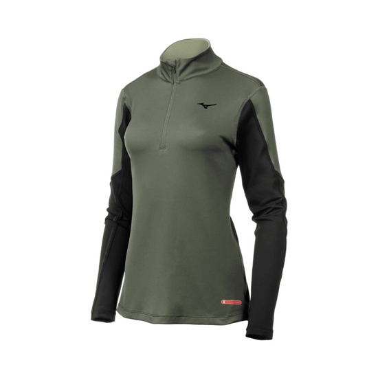 Mizuno Breath Thermo Half Zip Base Layer Női Zöld / Fekete | PELJ-05621