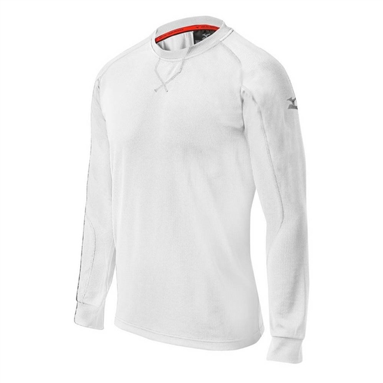 Mizuno Comp Long Sleeve Training Shirt Baseball Tops Férfi Fehér | PFCT-25403