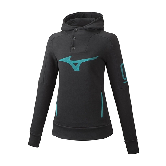 Mizuno Heritage Kapucnis Pulóver Női Fekete | IVLS-67582