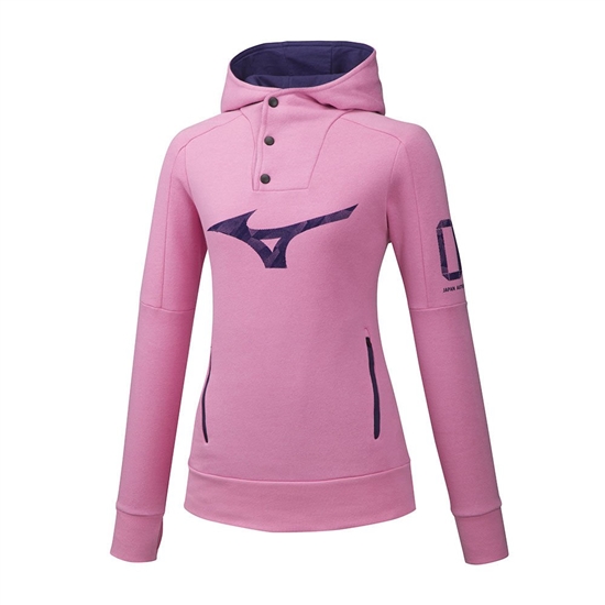 Mizuno Heritage Kapucnis Pulóver Női Rózsaszín | NYCK-32095