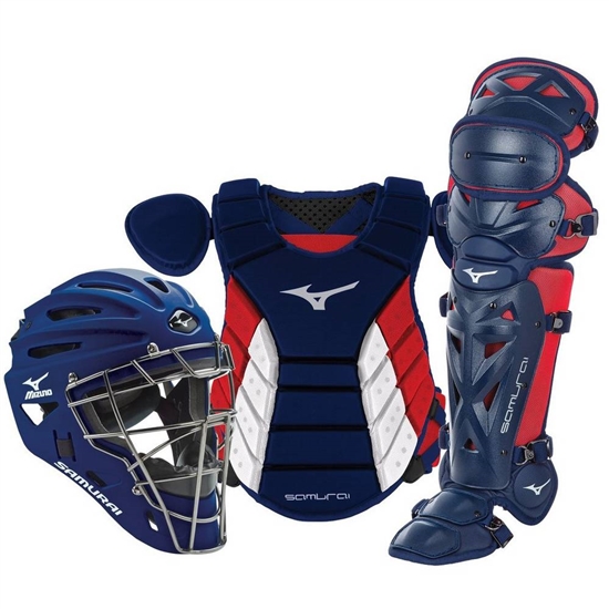 Mizuno Samurai Adult 15" Baseball Boxed Set Catchers Gear Férfi Sötétkék / Piros | ISMY-63124