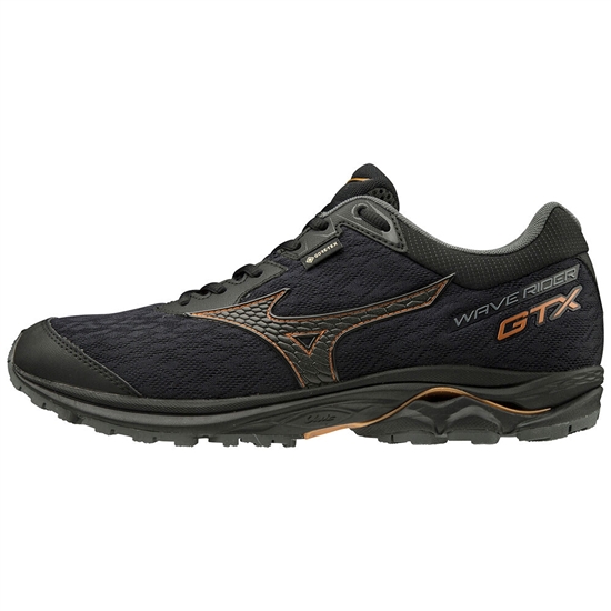 Mizuno WAVE RIDER GTX Trail Futócipő Férfi Fekete | OXEU-79612