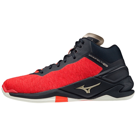 Mizuno Wave Stealth Neo Mid Kézilabda Cipő Férfi Fekete / Piros / Arany | NHAS-01872